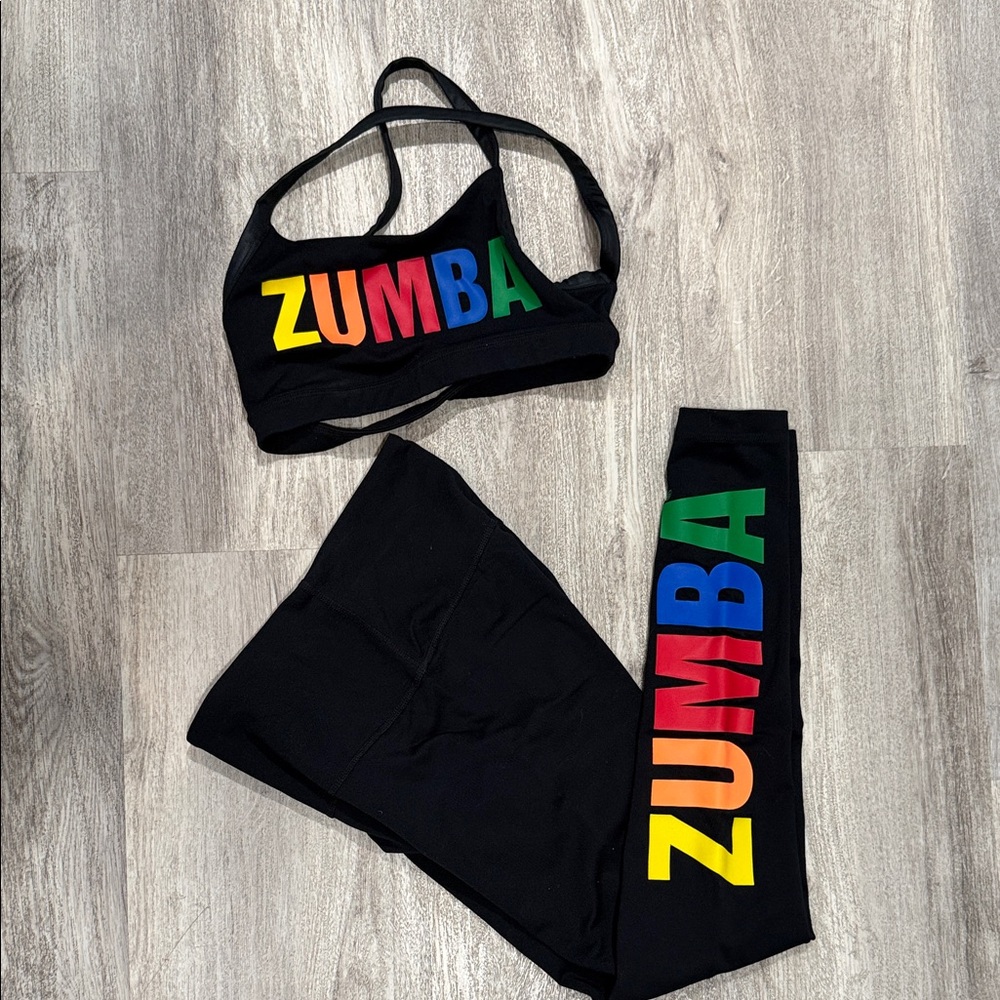 Zumba Fitness Black Sports Bra with Multicolor Logo